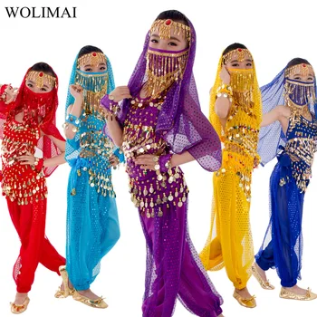 Otrok Trebuh Plesalka Pasu Hlače Tančico Pribor za Krila Otroci Masko Bollywood Obleko Dekleta ples Trebuh Kostum Set 2-8Pieces