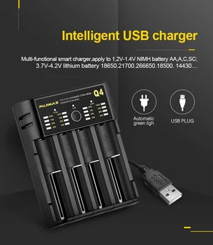 PUJIMAX baterije charger18650 3,7 V-4,2 V USB-kabel, hitro polnjenje 26650 18350 21700 26500 22650 Li-ionska Akumulatorska Baterija polnilnik