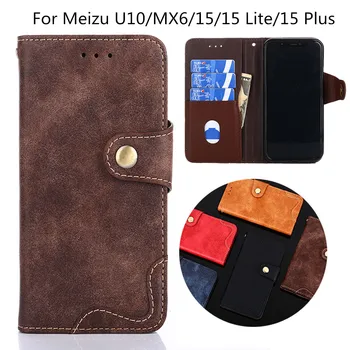 K'try Denarnica Usnjena torbica Telefon kritje Za Meizu U10 MX6 15 Lite M15 Plus v8 16xs Opomba 8 9 Pokrovček Magnetni Flip Primeru Telefon