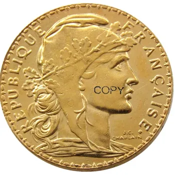 Sklop(1907-1914) 8pcs Francija 20 Franc Petelin pozlačeni Kopija Kovanca