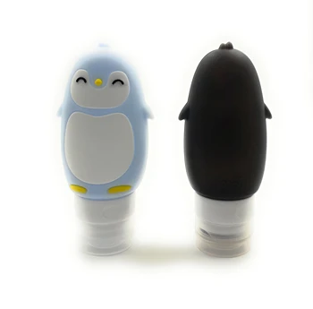 Komplet 2 kosov Pingvin Potovanja silikonski steklenice 12,2x5,5 cm na voljo v različnih barvah zapolniti z gel, šampon, tekoče