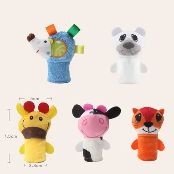 5 KOS Srčkan Cartoon Živali Prst Lutkovno Puzzle igrače za 0-2 let Plišastih Otrok Lutke Otroka Povejte Zgodbo Rekvizitov, Fantje, Dekleta, Polnjene