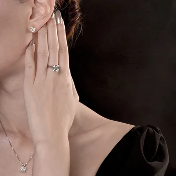 ANZIW 3 Karati Asscher Cut Zaročni Prstan za Ženske Sterling Srebro 925 Sona Simulirani Diamantno Obletnico Solitaire Ring
