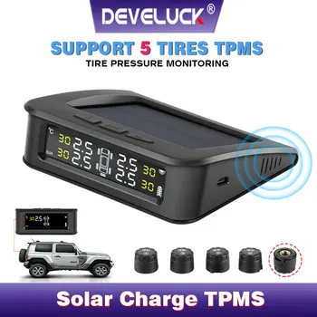 TPMS 5 pnevmatike avto senzor tlaka alarmni sistem spremljanja prikaže sončne nadzor tlaka opozorilo preko zunanje tipalo 6 bar USB