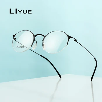 Retro Okrogle očala Čistega Titana Očal Okvir Ženske moški Optični Kratkovidnost Recept Očala Clear stekla za Očala okvirji