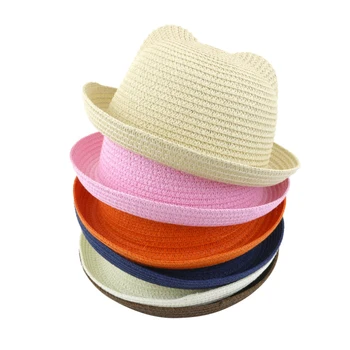 Uho dežnik klobuk poletni klobuk Otrok slamnik baby klobuki fant in dekle Poletje Skp Otroci Trdna Plaži Panama Kape Starš - otrok