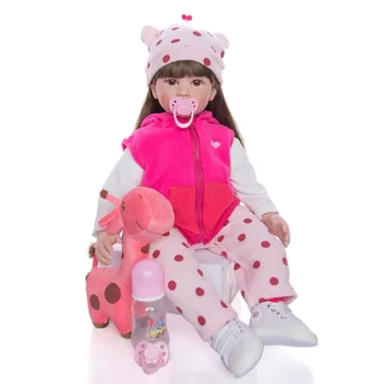 Rodi Otroka Veren 22 palčni 55 CM Dekle Pink Princess Zimska Oblačila Božično Darilo Plišastih Igrač Otrokom Soigralec Babe Boneca Srčkan