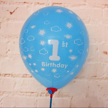 50pcs/lot Prvi Rojstni dan balon število trebušaste 1. Rojstni dan tiskane balone roza blue pearl ballon za rojstni dan