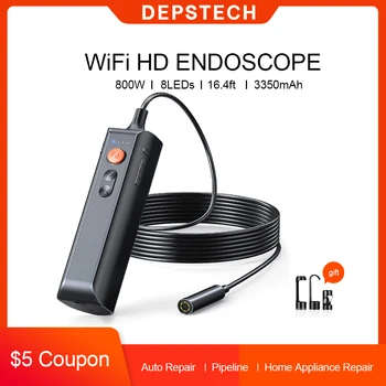 DEPSTECH 8.0 MP 5.0 MP Industrijske Endoskop HD-Pregledovalna Kamera z 8 LED Luči IP67 WiFi Zapovedano Strokovno Kača Fotoaparat