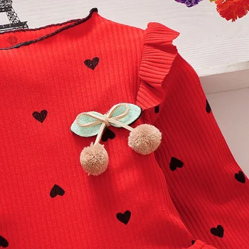 Nova Moda Za Malčke Fant Dekle Obleko Srce Listi Priložnostne Obleke Iz Enega Kosa Otrok Deklice Dolg Rokav Obleke Princess Sundress 1-8