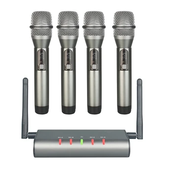 4-Kanalni Brezžični Mikrofon Sistema Quad UHF Brezžični Mikrofon 4 Ročni Mics Dolge Razdalje Osnovna Frekvenca