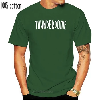 Nova Moda Thunderdome Logotip Mens T-shirt Hardcore Techno in Gabber 2 Straneh Tiskanih Kratek Rokav Tee Majica Črna