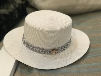 01909-wu počitnice na plaži Koreja bela bee fashion ravno fedoras skp moški ženske prosti čas panamski klobuk