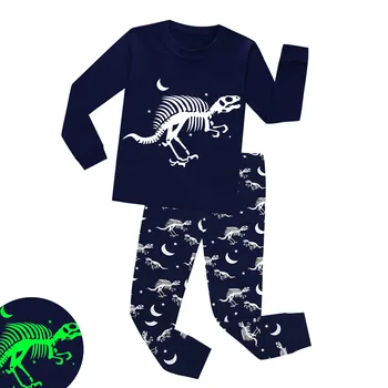 Otrok 2pc Poln Rokav Žareti v Temno Pižamo Pijama Infantil Otroci Fant Pižame Fantje, Otroci Pižame Določa Otroci Dinozaver Pižami