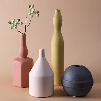 Moderne Barvne Lončenine Geometrijo Vaza Minimalističen Keramike Model Flower Stand Umetnosti Handwork Ornament Obrti Soba Dekor Dodatki