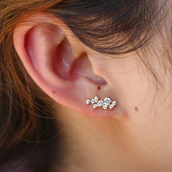Novo občutljivo dekle ženske uho stud krog cz 925 Srebro Stud Uhani občutljivo poslastica Nakit Drobne Mini Bijoux Darilo nakit