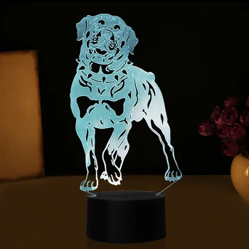 3D Vizualni Led Ustvarjalne 7 Barva Spreminja, Rottweiler Pes namizne Svetilke Živali Nočne Luči Spalnica Otrok Spanja Razsvetljavo Dekor Darilo
