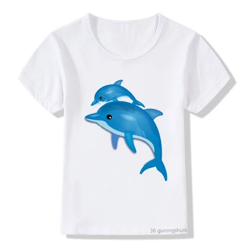 Otroci oblačila fantje/dekleta t-shirt delfinov, risanka vzorec tiskanja t shirt poletje moda priložnostne kratkimi rokavi otroci tshirt vrh
