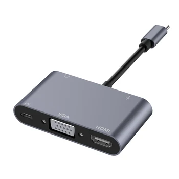 TypeC Tok 5-v-1 Thunderbolt 3 USB Tip C Središče za HDMI VGA, 3,5 mm Jack USB Adapter s Tip-C Moč Dostave za MacBook Pro