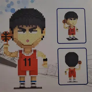 Hsanhe Mini bloki Anime Rukawa Kaede košarkar Model Risanka Diamond Blocks Stavbe Igrača za Otroke, Fant Darila