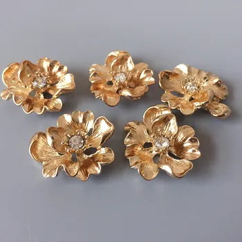 5pcs Zlato diamond cvet zlitine obliži za clothesing DIY strani las vrečko čevlji polje dekoracijo dodatki materiali