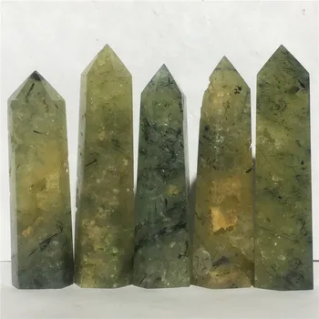 Naravni Stolp Zelena Prehnite Geode Quartz Crystal Doma Dekor Oprema Kamen Darilo Palico Stolpec Zdravljenje Obelisk, Zdravljenje Palico