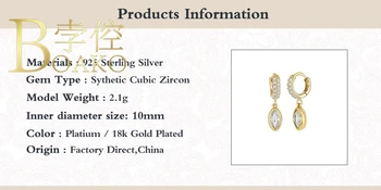 BOAKO 925 Sterling Srebro Uhan Piercing Uhani Za Ženske, ki Visijo v Modi Cirkon Pavé Diamond Silver/Gold Nakit