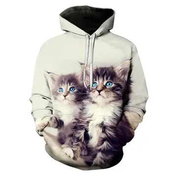 Risanka kawaii hoodies 3D Tiskanih Mačka oversize Moški ženska Majica Puloverju Long Sleeve Hooded zgornji del Trenirke Vrhovi sudaderas