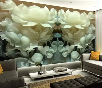 3D stereo HD Meri jade carving cvetje ozadje zidana dnevna soba edinstveno Kitajski slog steno, ki zajema hodnik zaslon zidana