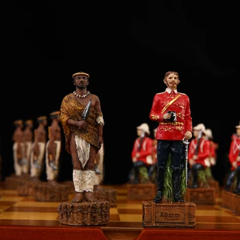 Šah Kos 32 Kos Šah Strani Carving Ročno Narisane Afriške Kolonialne Vojne Šahovske Figure Zbirateljske Šah Chess Set Luksuznih