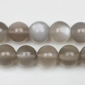 Naravni Krog Sive Moonstone Gemstone Svoboden Biseri 6 8 10 12 mm Za Ogrlico, Zapestnico DIY Nakit, Izdelava 15inch Sklop