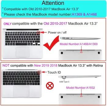 MOSISO Prenosnik za Macbook Air 13-palčni Primeru Zajema A1466 A1369 2012-2017+Silikonsko Tipkovnico Pokrov + Zaslon Film + Vrečko za Shranjevanje