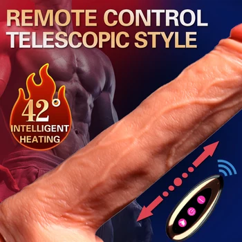 Ogrevanje samodejno Teleskopsko Realne Velik Dildo, Vibrator Električni Vibracijska Penis G Spot Sex Igrača za Ženske Brezžični Daljinski