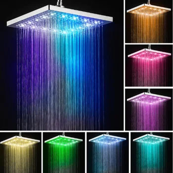 Sodobna pisane LED 8-palčni barvni spreminjanje vodne svetlobna kvadratnih dež tuš tuš glavo kopalnica hotel tuš Rim