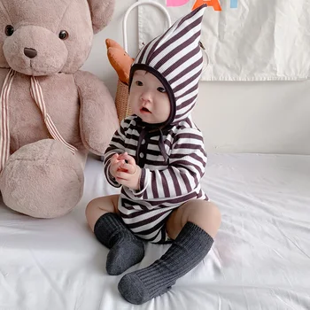 MILANCEL 2020 baby fantje oblačila, črtasto baby bodysuit dolg rokav baby obleko baby dekleta enega kosa in klobuk