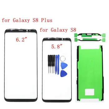 Za Samsung Galaxy S8 G950 Zaslon na Dotik S8 Plus G955 sprednjim Steklom na Dotik Pokrov Prednji Zunanji Steklo Objektiv Rezervni Deli + 3M Lepilo