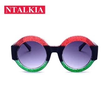 Barvita Bleščicami, okrogla sončna očala 2018 luksuzne modne znamke oblikovalec Kristalno Gradient rdeča črna zelena očala za sonce moških očala