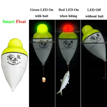 Smart Ribolov Float Alarm Ugriz Rib Vabe Sproži LED Luči Samodejno Noč Elektronski inteligentni Boje Stavke Opozorilo