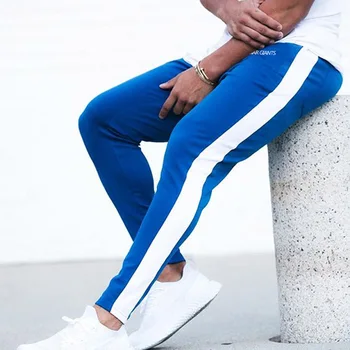 Moda masculina rua calças de fitnes esportes ginásio correndo treinamento tek algodão calças casuais masculino musculação e