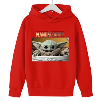 Mandalorian Baby Yoda Tiskanja Hoodies Bombažne Trenirke Cosplay Oblačila Hooded Priložnostne Risanka Risanka Majica Otroci Strertwear