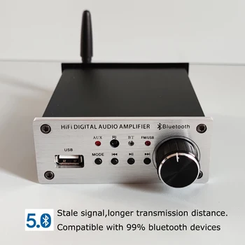Mini Avdio Hi-fi Bluetooth 5.0 Power Ojačevalnik Razreda D Tpa3116D2 Digitalni Amp 50 W*2 Dom Avdio Avto Morskih USB/AUX/FM