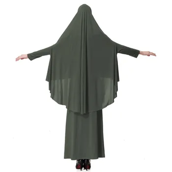 Muslimanski Burqa Abaya Ženske Hidžab Molitev oblačilo Eid Obleko Islamske musulman kompleti Burka Niqab Dolgo Khimar Haljo Arabski 2 delni set