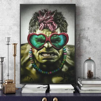Modna Superheroj Hulk z Očali Doma Dekor Steno Umetnosti Plakatov in Fotografij Strip Slika na Platnu Slikarstvo za dnevno Sobo