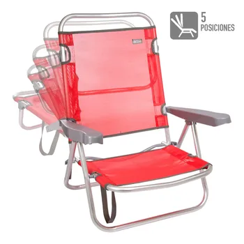 Zložljivi Stol multi-stališče aluminija Aktive Plaži 61x43x82 cm-Rdeča