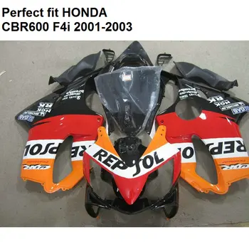 ABS plastike oklep za Honda CBR 600 F4i 01 02 03 oranžna črna fairings kit CBR600 F4i 2001 2002 2003 CV18