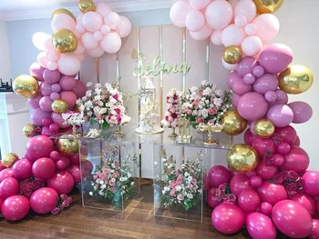 339pcs Pastelnih Baloni Retro Hot Pink Balon Garland Arch Kit 4D Zlato Ballon Za Rojstni dan Baby Tuš Poroke Stranka Dekoracijo