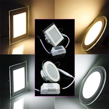 Brezplačna Dostava 18W Krog/Kvadrat Steklo LED Downlight Vgradni LED Plošča Light Spot Stropa Navzdol Svetlobe AC85-265V Toplo/Hladno Bela