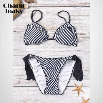 Charmleaks Ženske Bikini Komplet Povodcem Kopalke Trak Kopalke Strani Povoj Kopalke Plažo Seksi Bikini