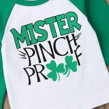 St. Patrick ' s Day Priložnostne Malčke Baby Boy T-Majice Dolg Rokav Pismo Tiskanja Puloverju Bombaž Vrhovi Obleko 6M-5Y