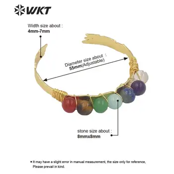 WT-B566 Debelo neverjetno energijo sedmih Čaker energije bangle ženske modni zlato electroplated žice zaviti čaker bangle